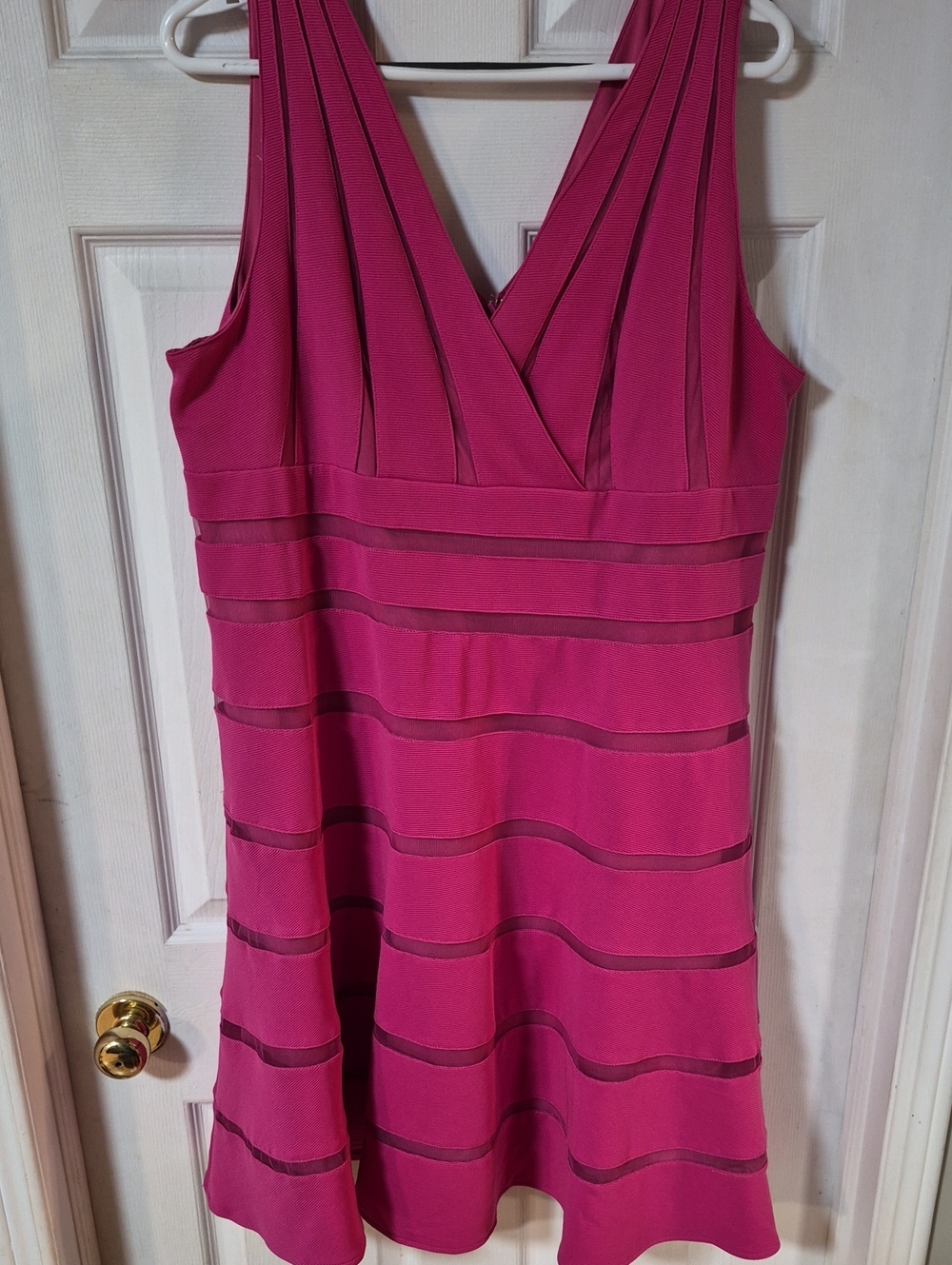 Sleeveless Pink V-Neck A-Line Dress